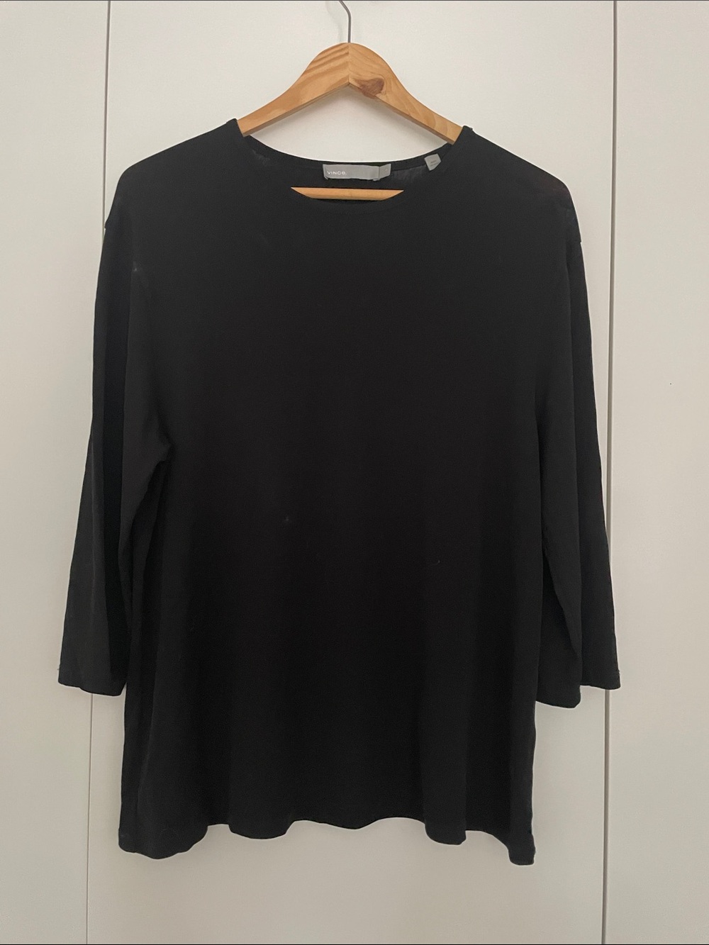 Vince Black Long Sleeve Crewneck Top